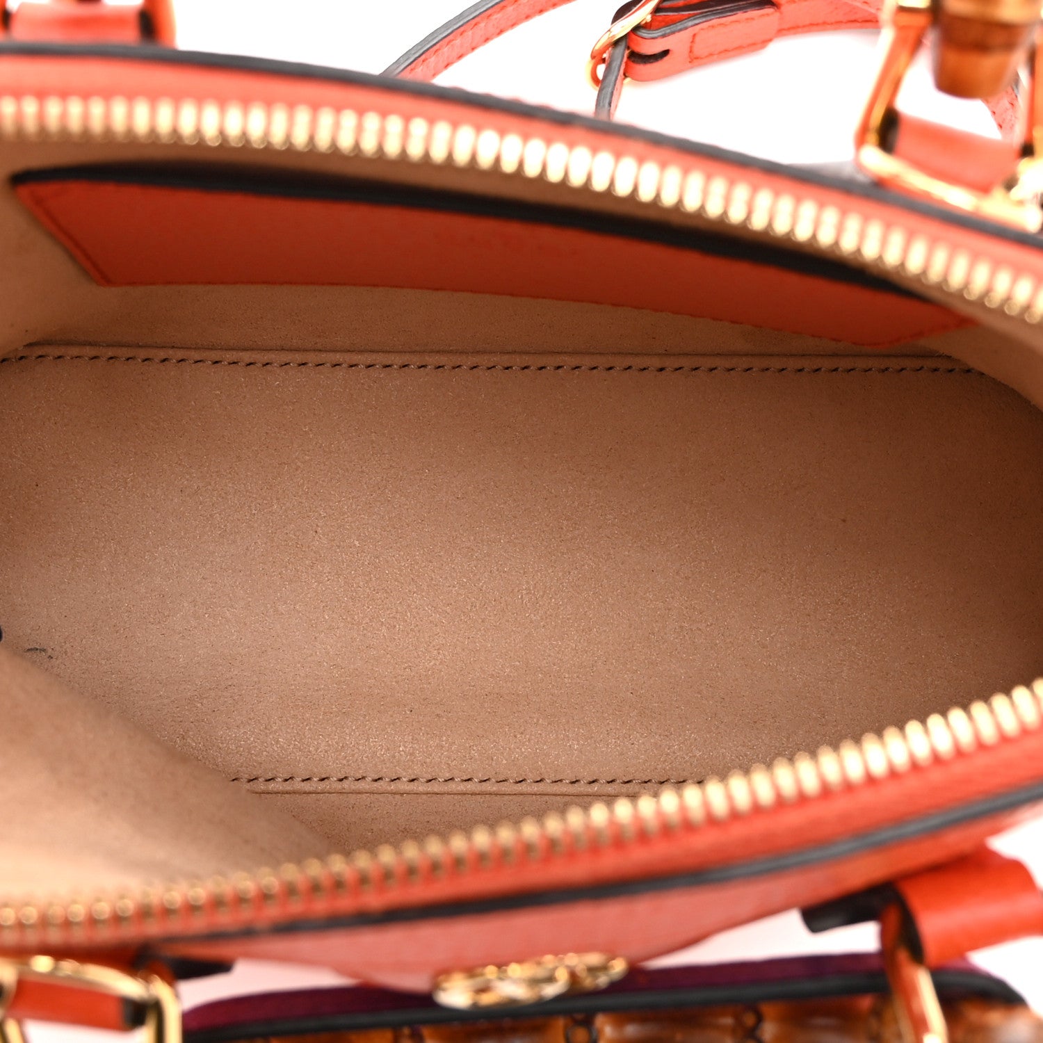 Gucci Textured Dollar Calfskin Mini Diana Dome Tote Bag Deep Orange Spicy Cyclamin 5 of 11