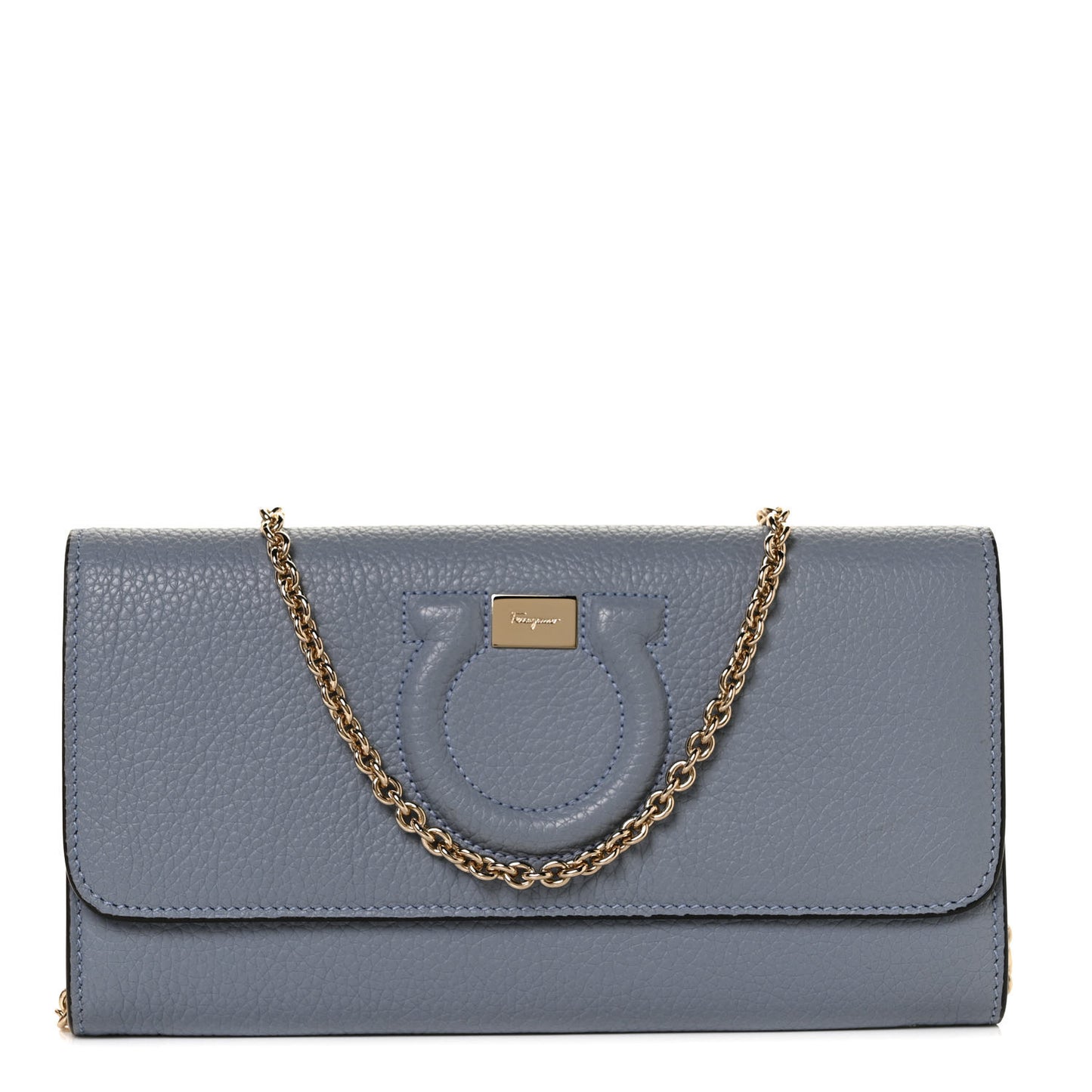 Grained Calfskin City Wallet On Chain Stormy Sky