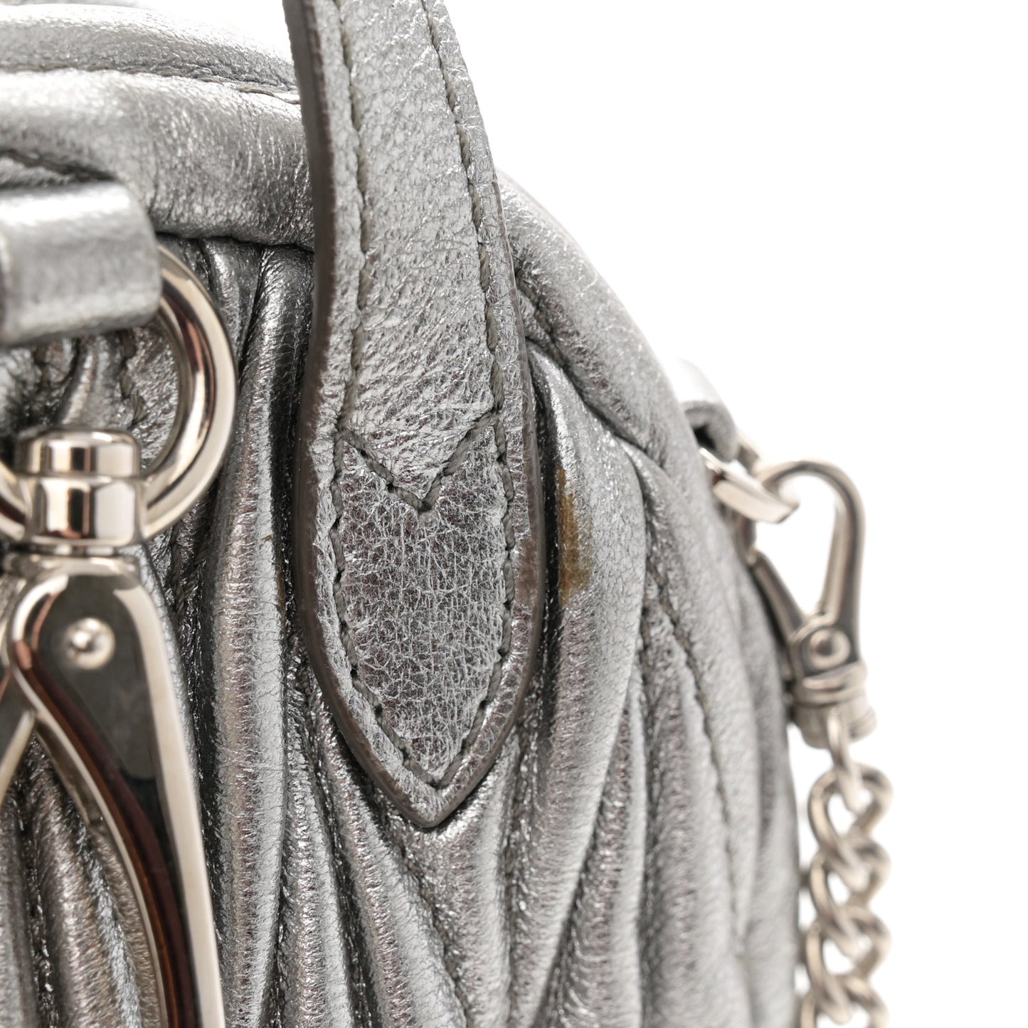 Metallic Nappa Matelasse Lux Mini Backpack Cromo