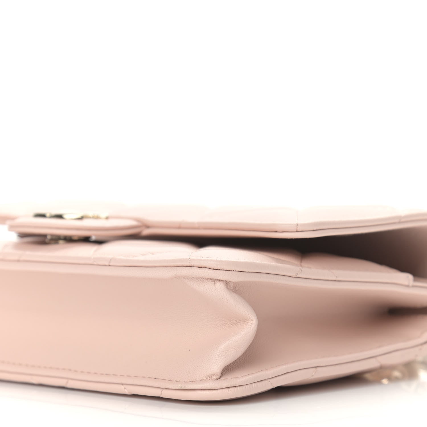 Chanel Lambskin Plexi Quilted Wallet On Chain WOC Light Beige 10 of 10