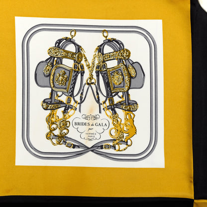 Hermes Silk Mini Brides De Gala Giant Triangle Scarf Black Gold White 2 of 4