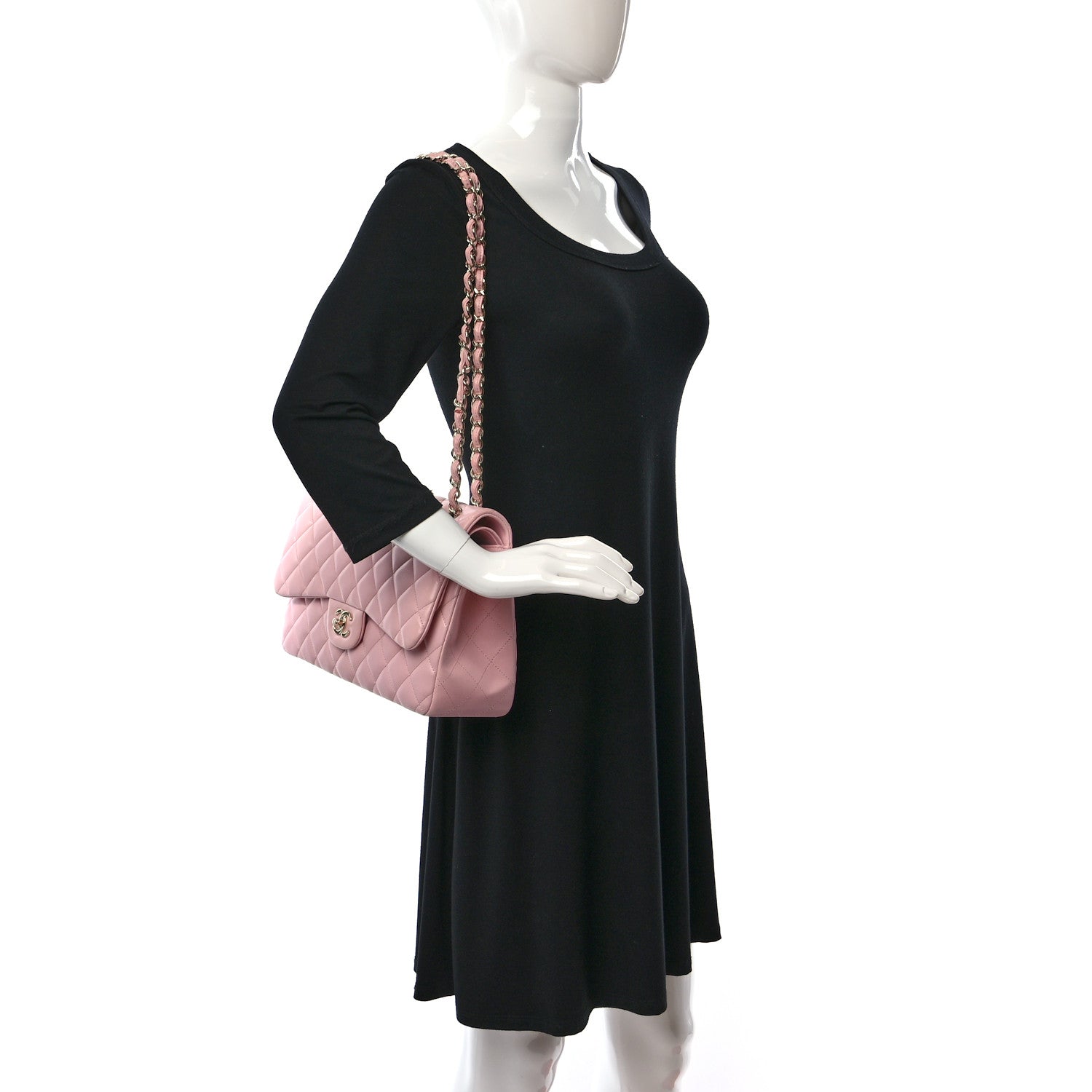Chanel Lambskin Quilted Jumbo Double Flap Light Pink 2 of 11