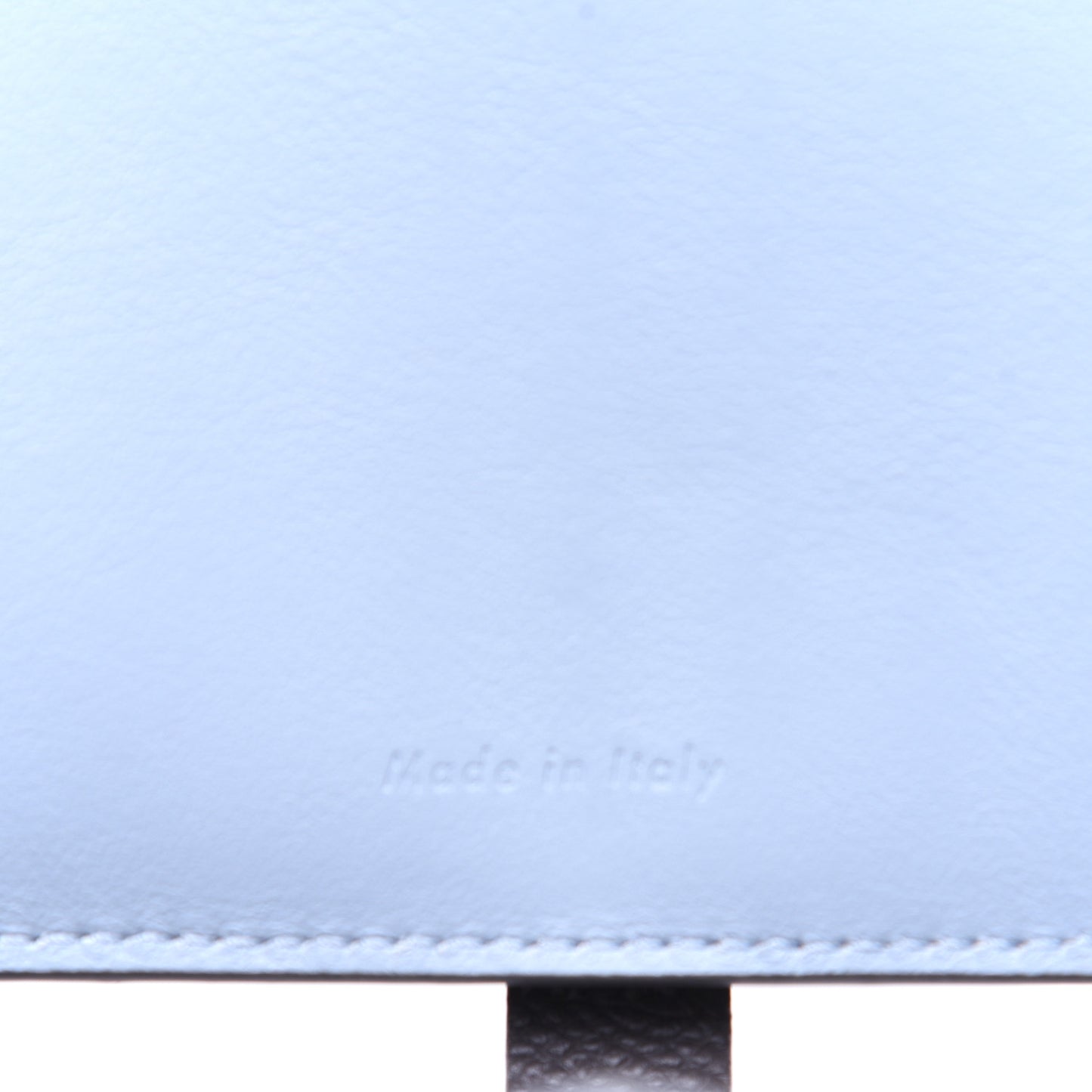 Grained Calfskin Medium Multifunction Strap Wallet Grey Blue