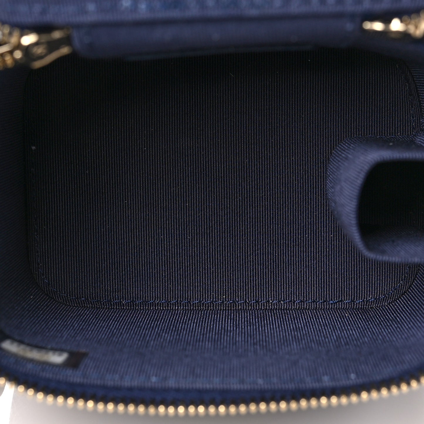 Caviar Quilted Mini Vanity Case With Chain Navy Blue