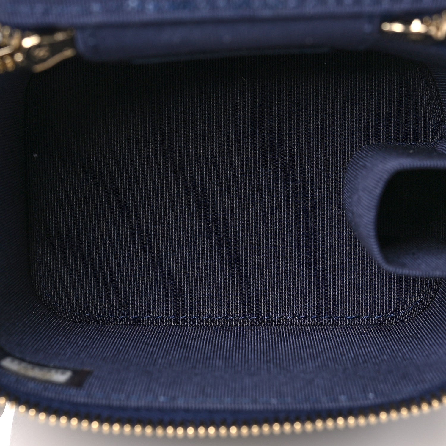 Chanel Caviar Quilted Mini Vanity Case With Chain Navy Blue 5 of 11