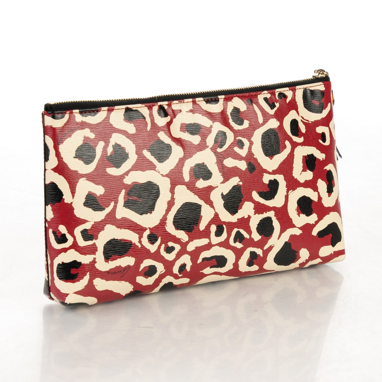 Gucci Patent Leopard Printed Large Pouch Red 3 of 7