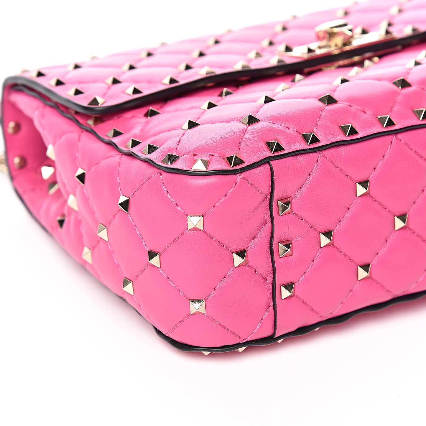 Nappa Medium Rockstud Spike Shoulder Bag Pink Orchid