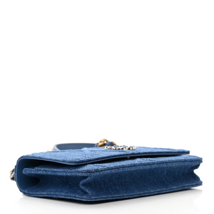 Chanel Denim Quilted Chanel 19 Wallet On Chain WOC Blue 4 of 17