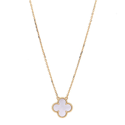 Van Cleef & Arpels 18K Yellow Gold Mother of Pearl Vintage Alhambra Pendant Necklace 1 of 6
