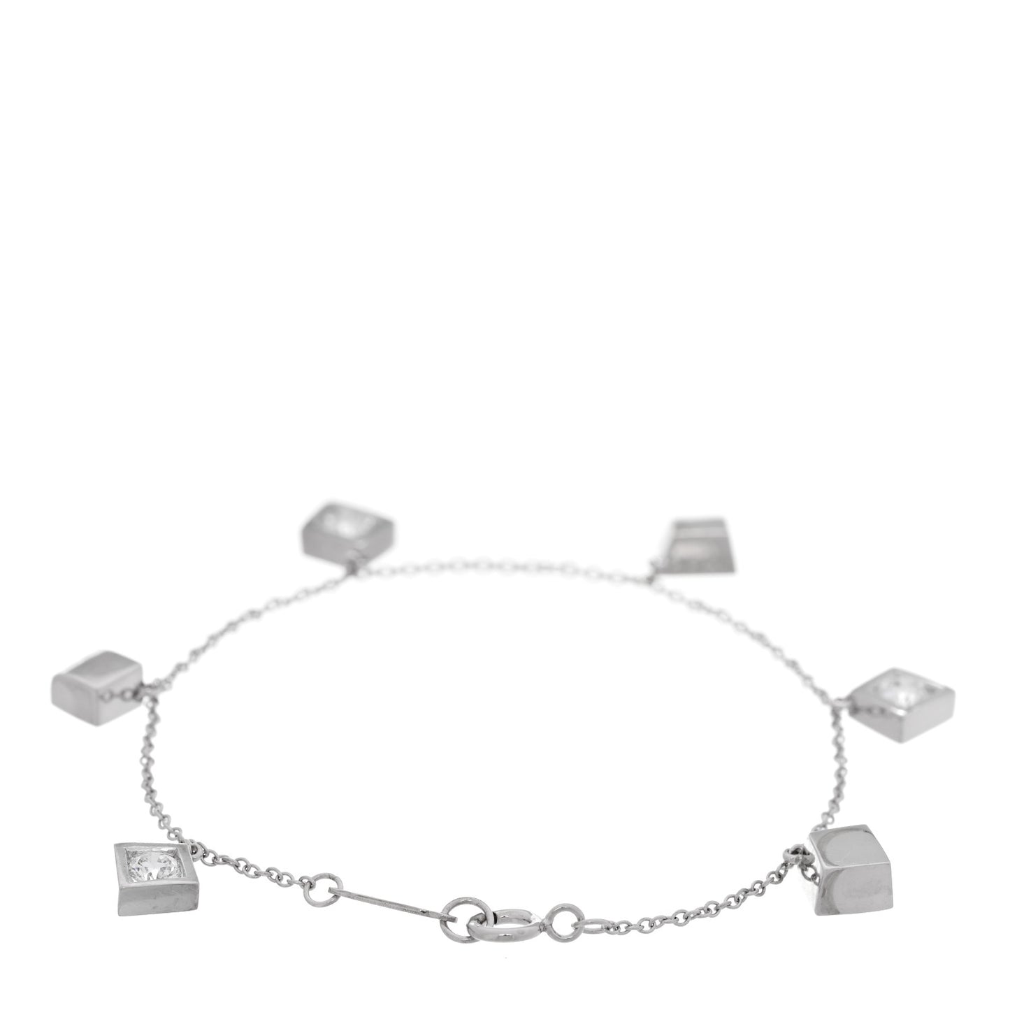 18K White Gold Diamond Frank Gehry Torque Bead Bracelet