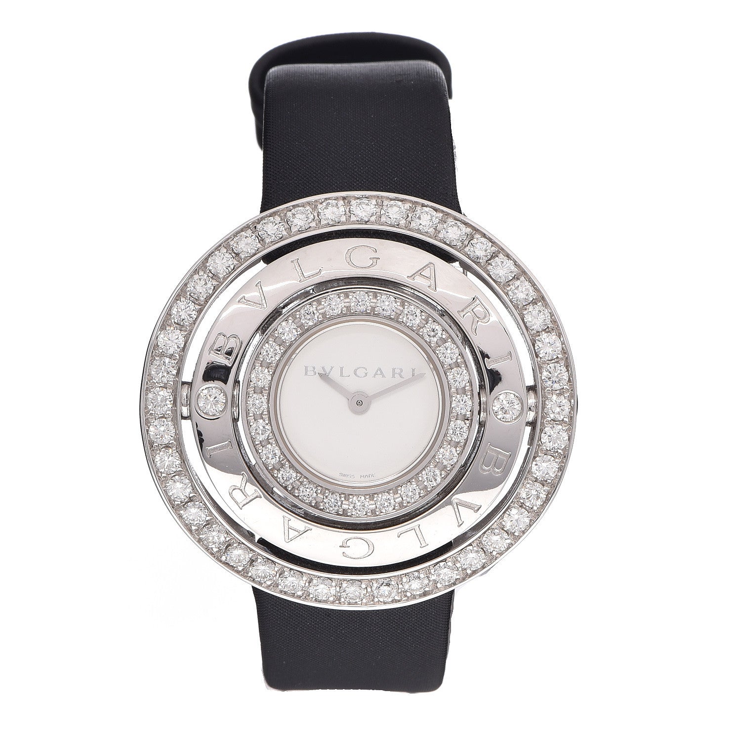 Bulgari 18K White Gold Satin Diamond Bezel 36mm Astrale Cerchi Quartz Watch 1 of 11