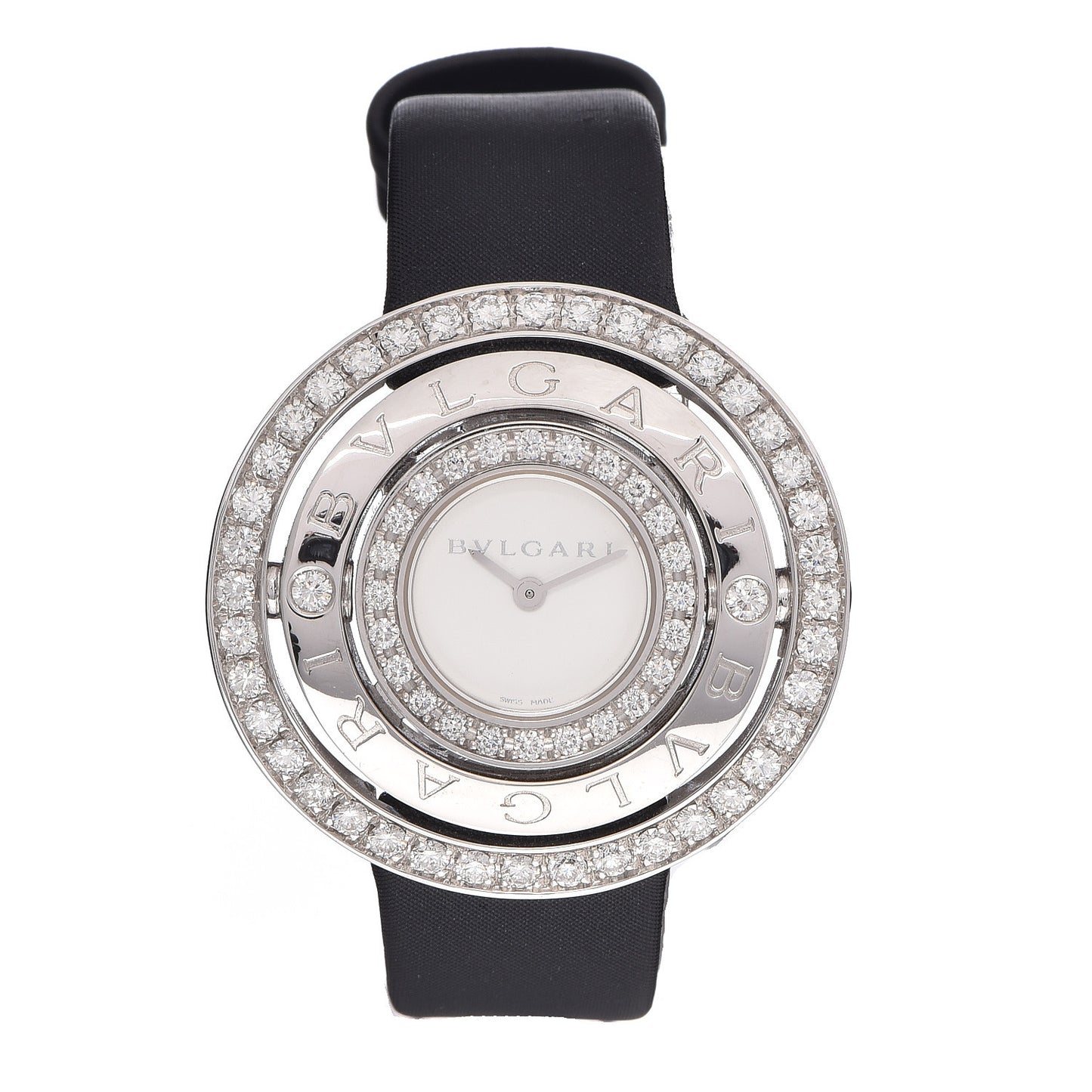 18K White Gold Satin Diamond Bezel 36mm Astrale Cerchi Quartz Watch