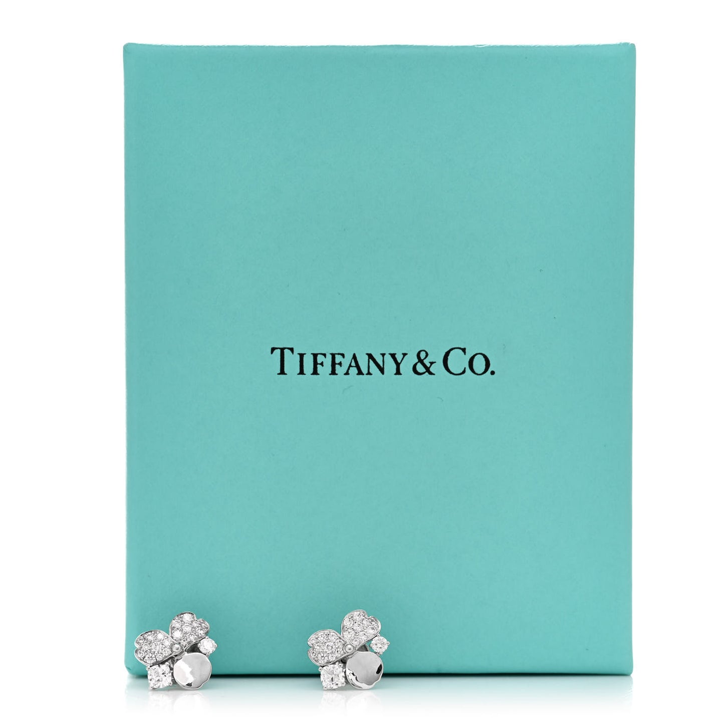 Platinum Diamond Paper Flowers Cluster Earrings