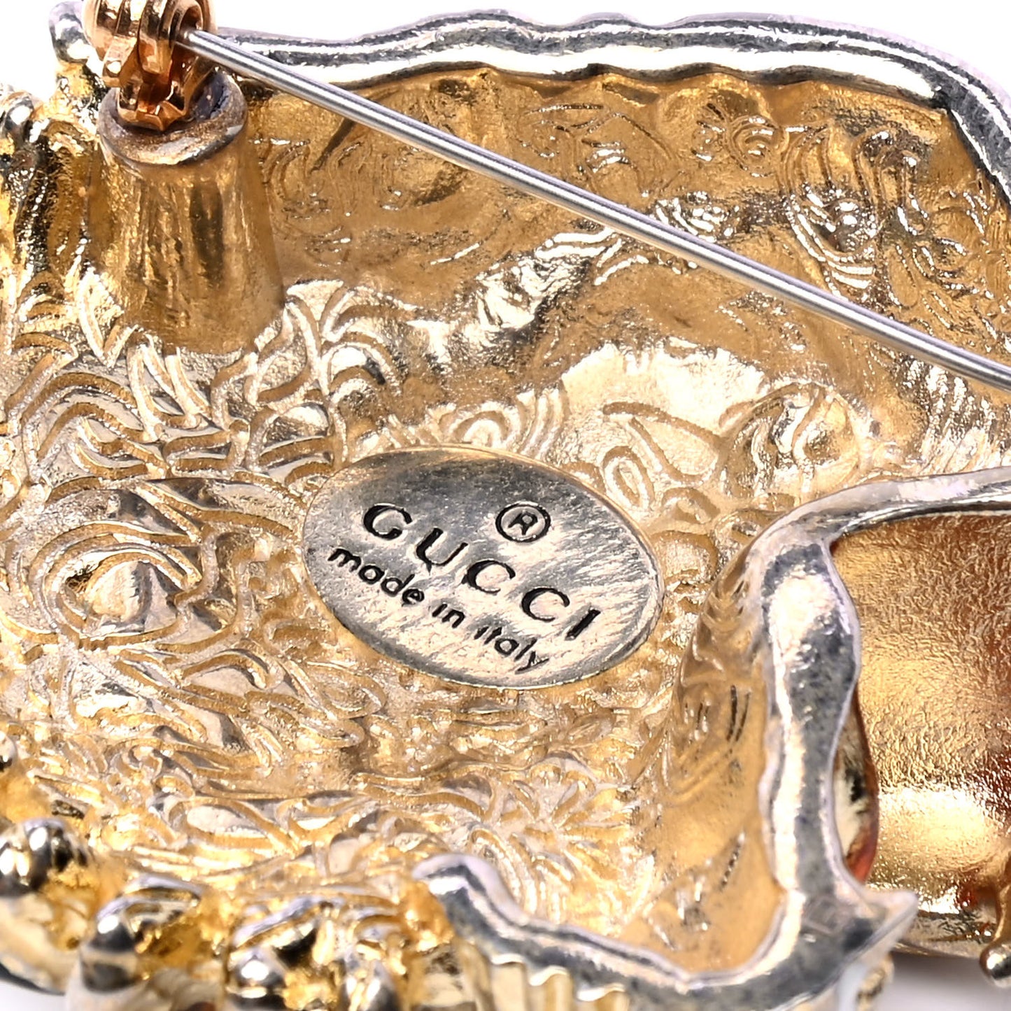 Metal Crystal Rajah Brooch Gold
