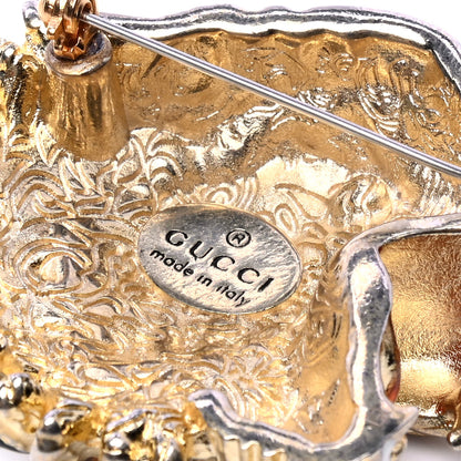 Gucci Metal Crystal Rajah Brooch Gold 4 of 6