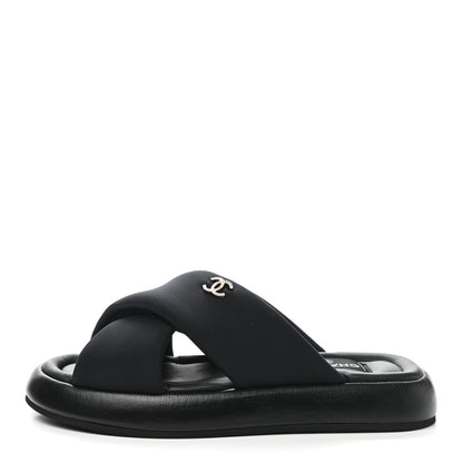 Chanel Fabric CC Mules Sandals 36 Black 1 of 9