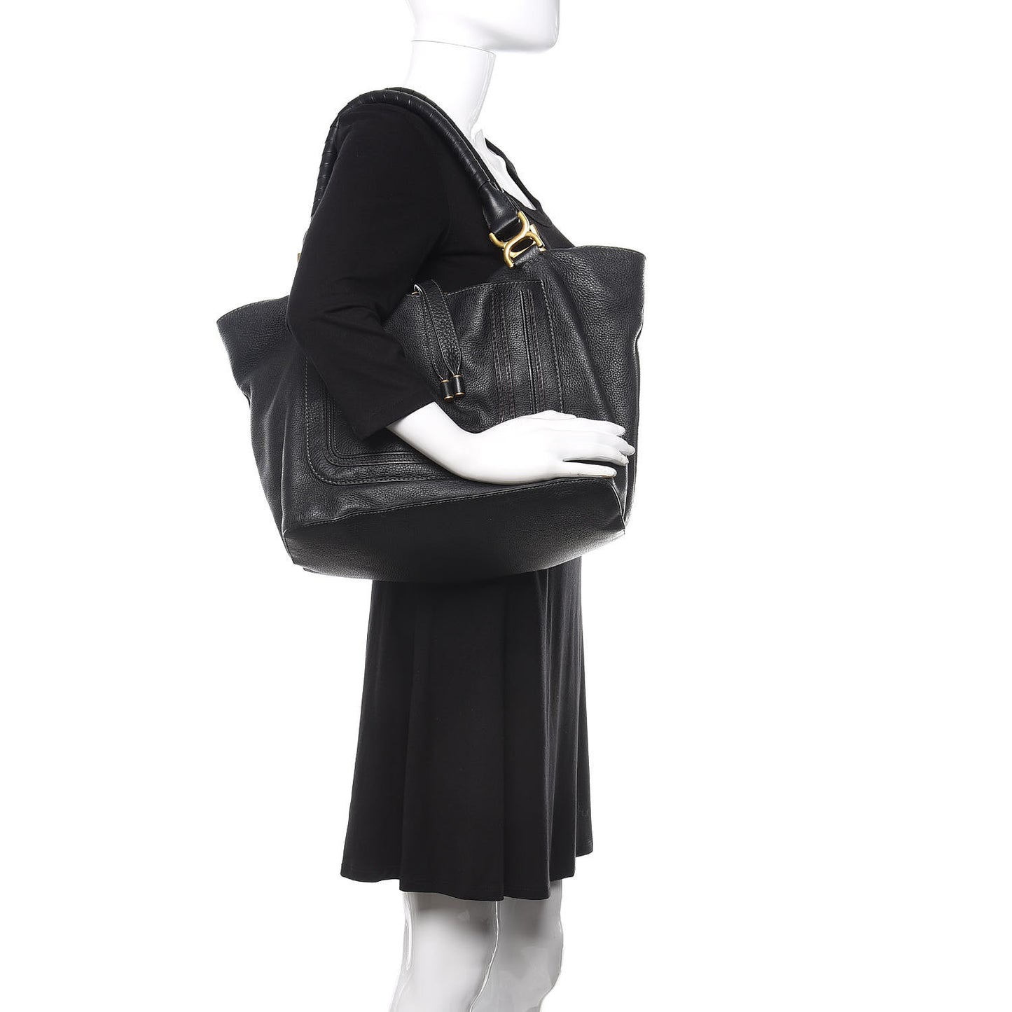 Calfskin Large New Marcie Tote Black