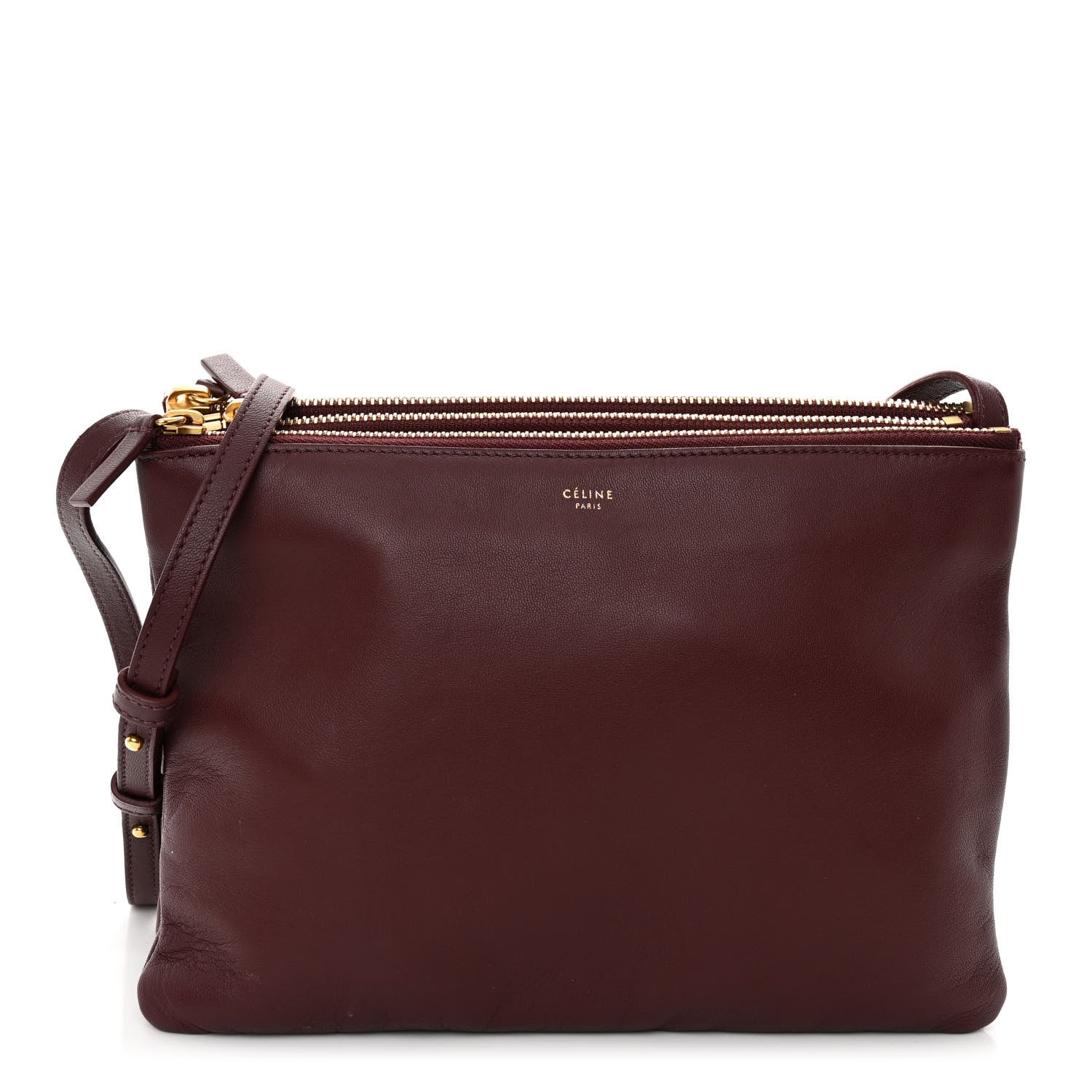 Celine Lambskin Large Trio Crossbody Bag Burgundy 1 of 11