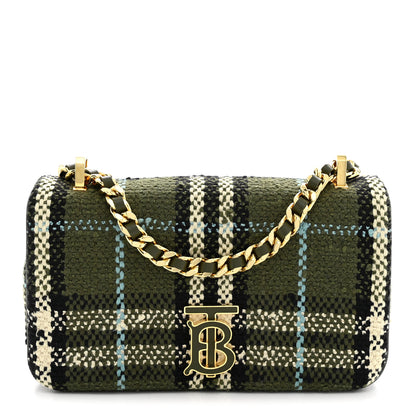 Burberry Calfskin Boucle Check Mini Lola Chain Bag Olive Green 1 of 11