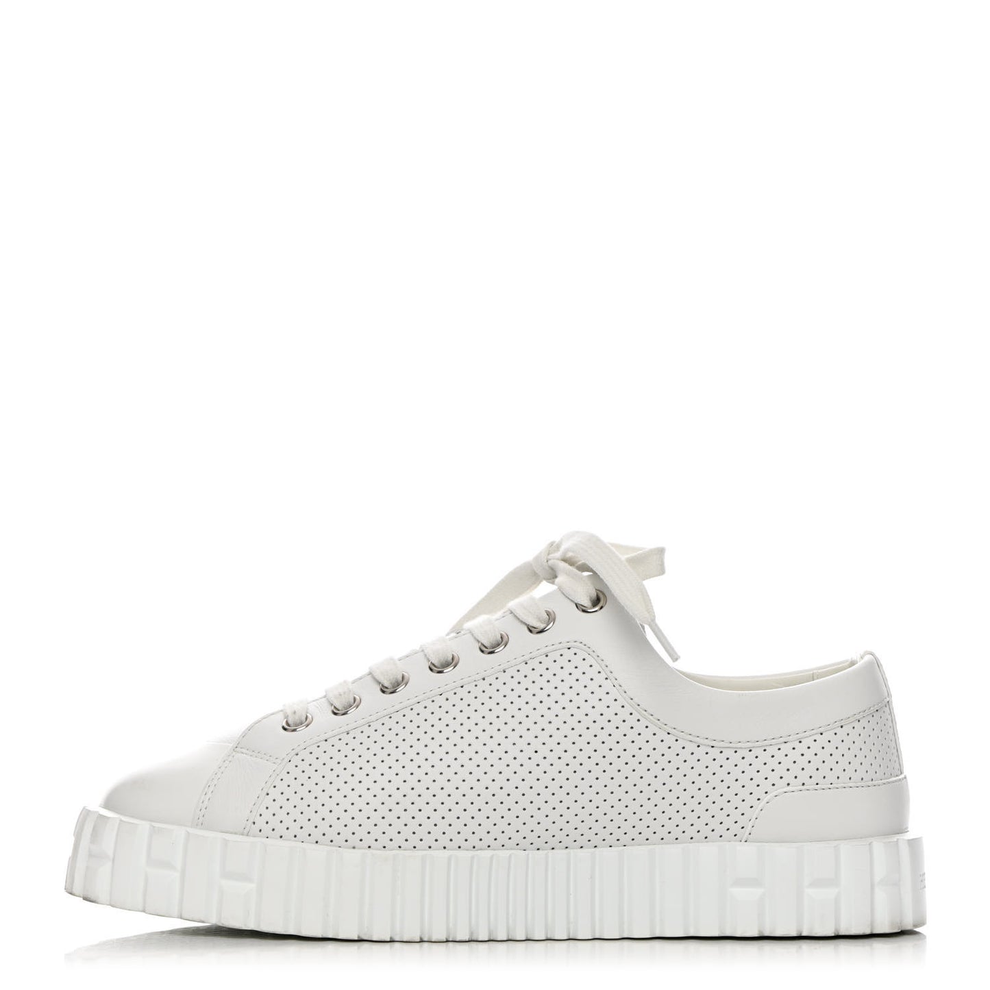 Perforated Calfskin Cross Sneakers 36 White