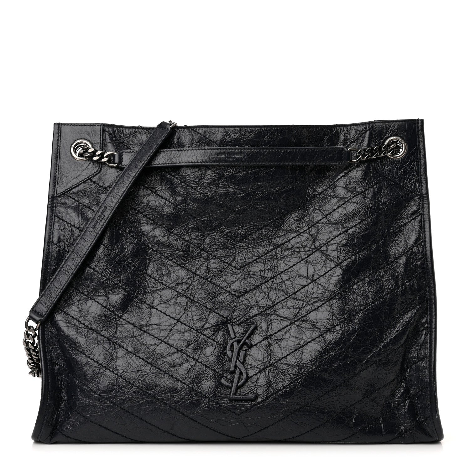 Saint Laurent Crinkled Calfskin Matelasse Monogram Niki Shoulder Bag Deep Marine 1 of 10