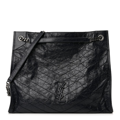Saint Laurent Crinkled Calfskin Matelasse Monogram Niki Shoulder Bag Deep Marine 1 of 10