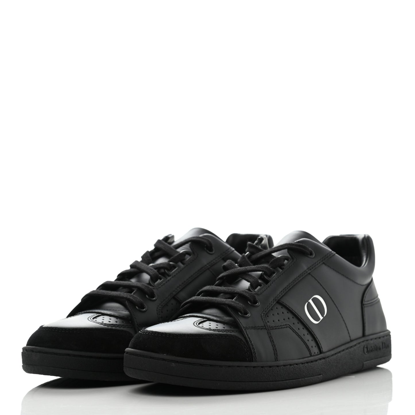 Calfskin Suede Logo Sneakers 38 Black