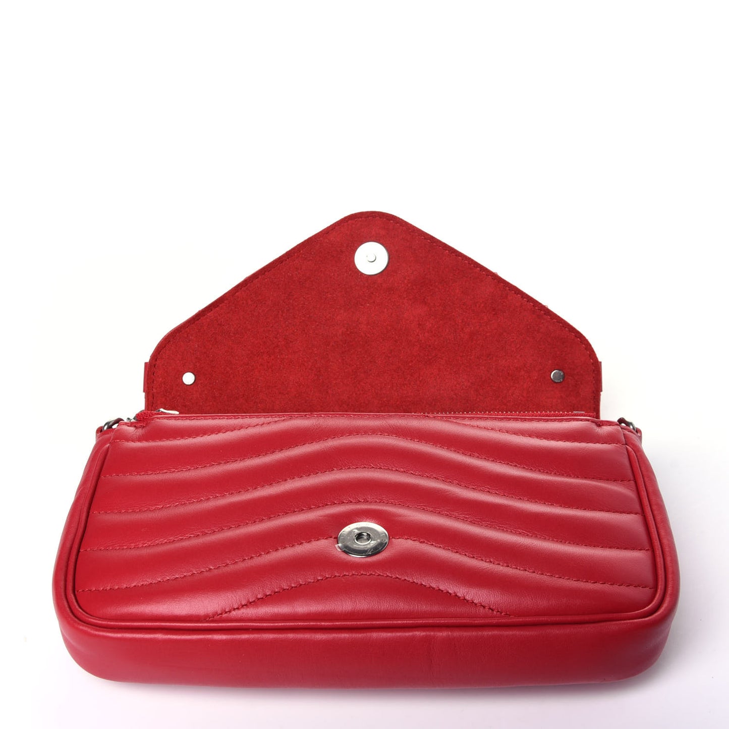 Calfskin New Wave Chain Pochette Scarlet