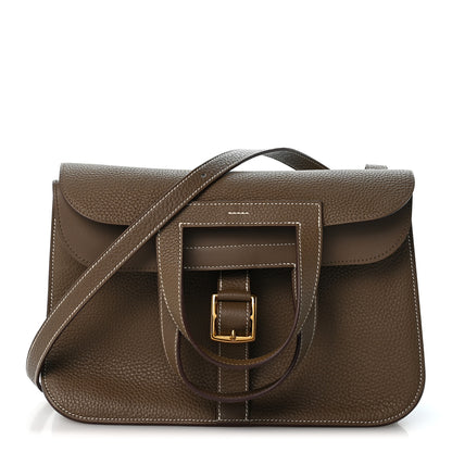 Hermes Taurillon Clemence Halzan 31 GM Etoupe 1 of 12