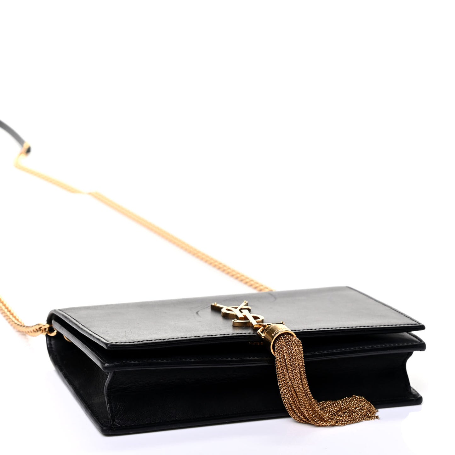Smooth Calfskin Classic Monogram Kate Tassel Chain Wallet Black