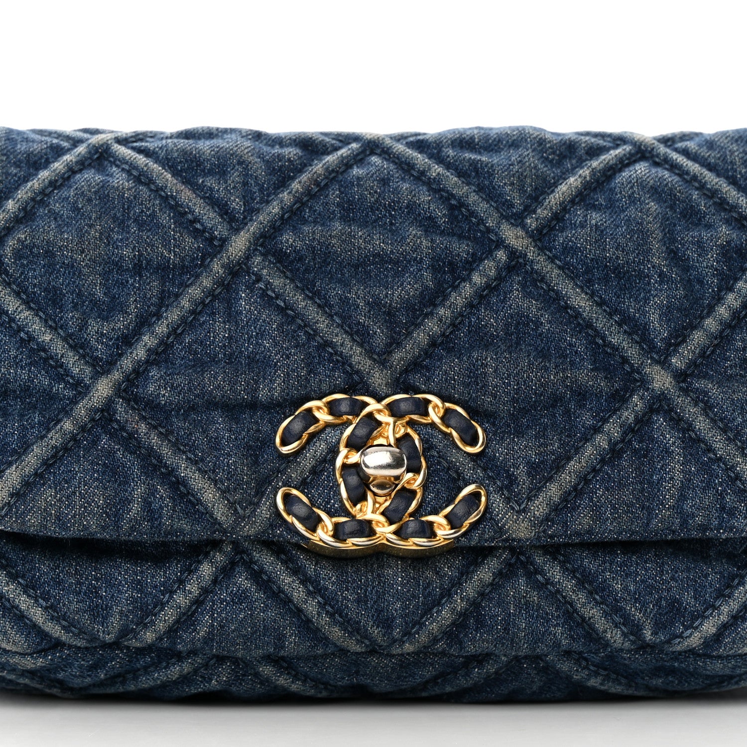 Chanel Denim Quilted Chanel 19 Belt Bag Blue 8 of 15
