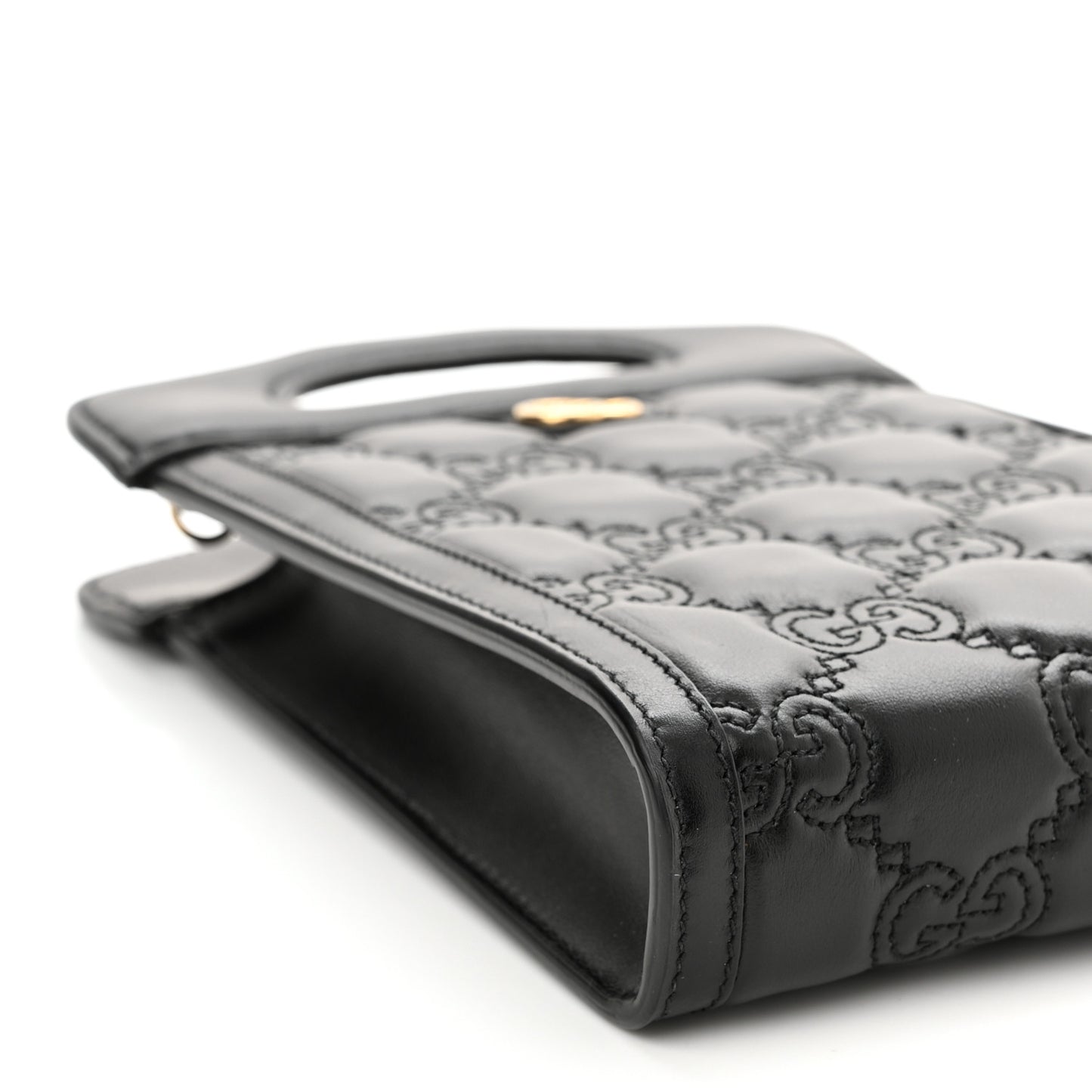 Calfskin GG Matelasse Mini Top Slip Handle Crossbody Bag Black Natural