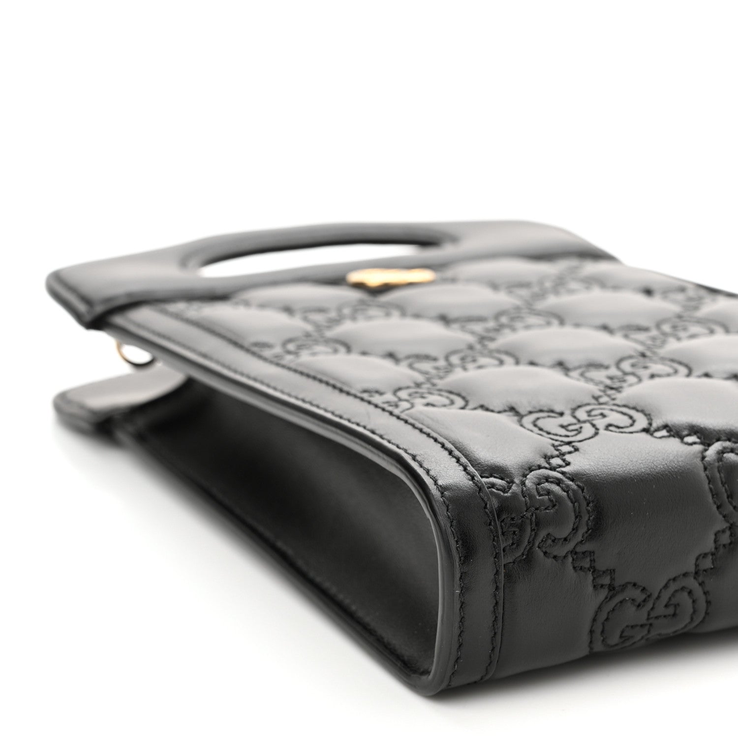 Gucci Calfskin GG Matelasse Mini Top Slip Handle Crossbody Bag Black Natural 8 of 9
