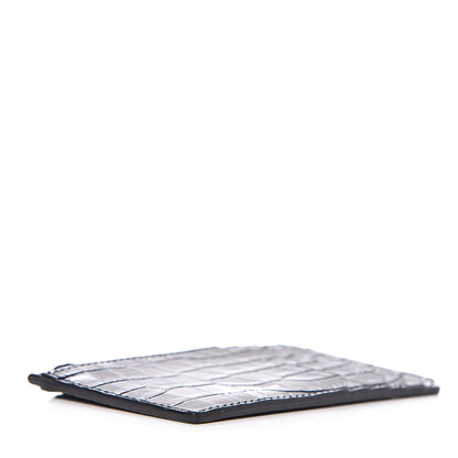 Saint Laurent Calfskin Crocodile Embossed 5 Fragments Zip Pouch Card Holder Black 4 of 8