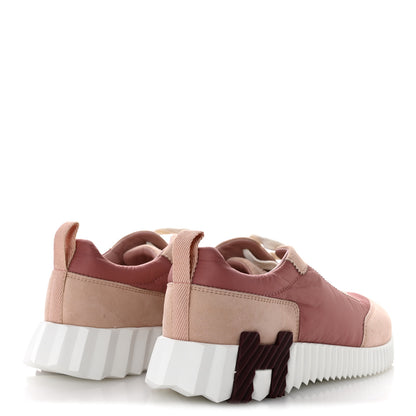 Hermes Parachute Fabric Suede Goatskin Bouncing Sneakers 35 Rose Rose Opaline 5 of 9