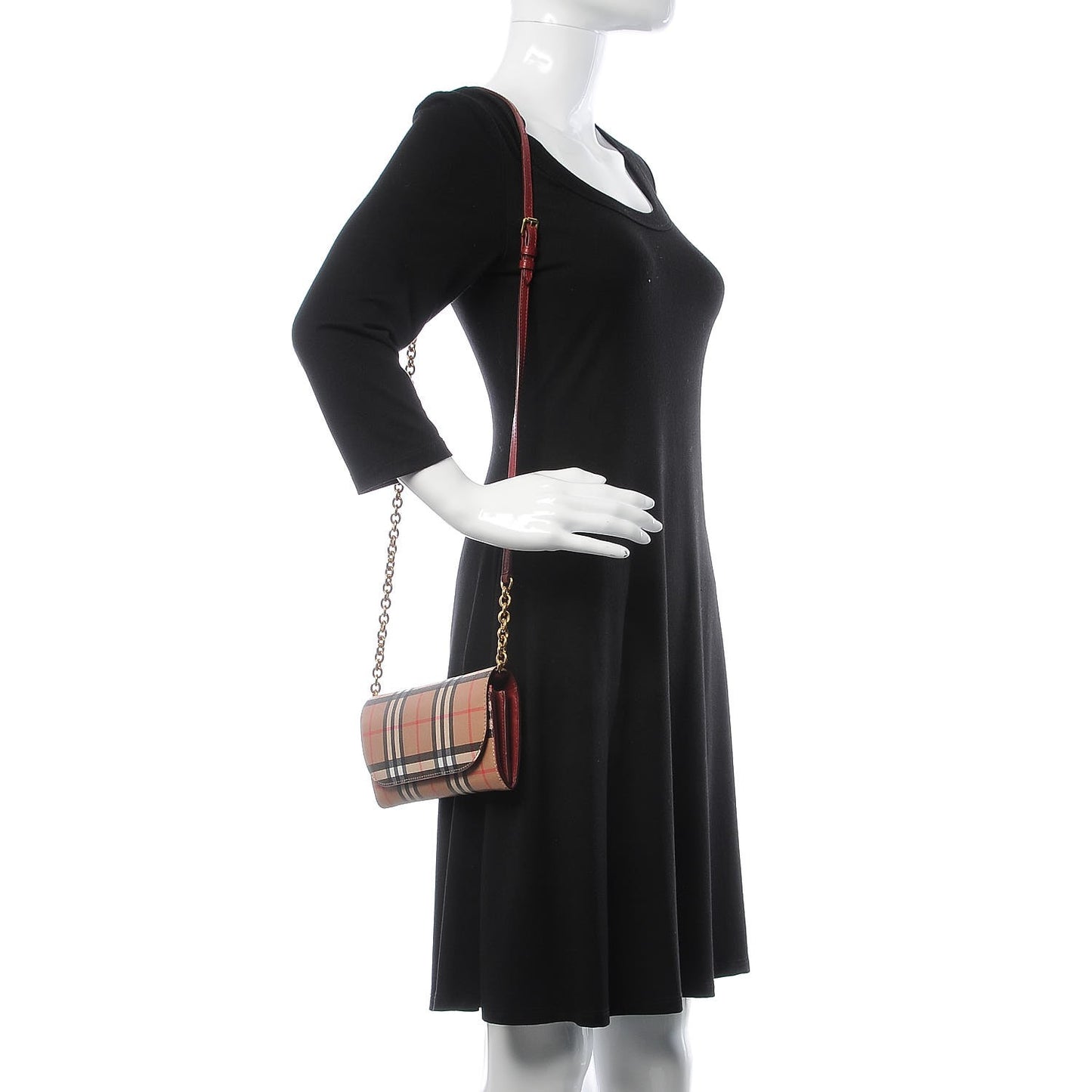 Vintage Check Henley Wallet On Chain Crimson