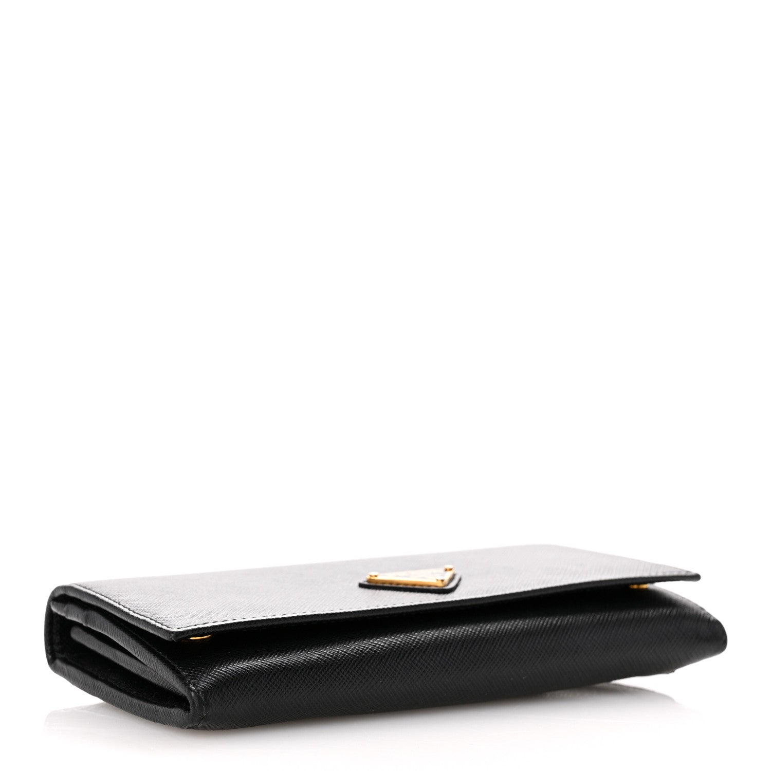 Prada Saffiano Triangle Logo Continental Flap Travel Wallet Black 5 of 9