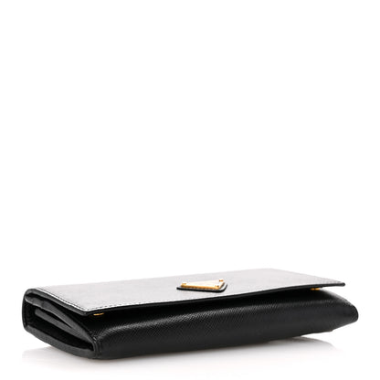 Prada Saffiano Triangle Logo Continental Flap Travel Wallet Black 5 of 9