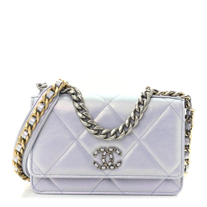 Chanel Iridescent Calfskin Quilted Chanel 19 Wallet On Chain WOC Light Purple 1 of 11