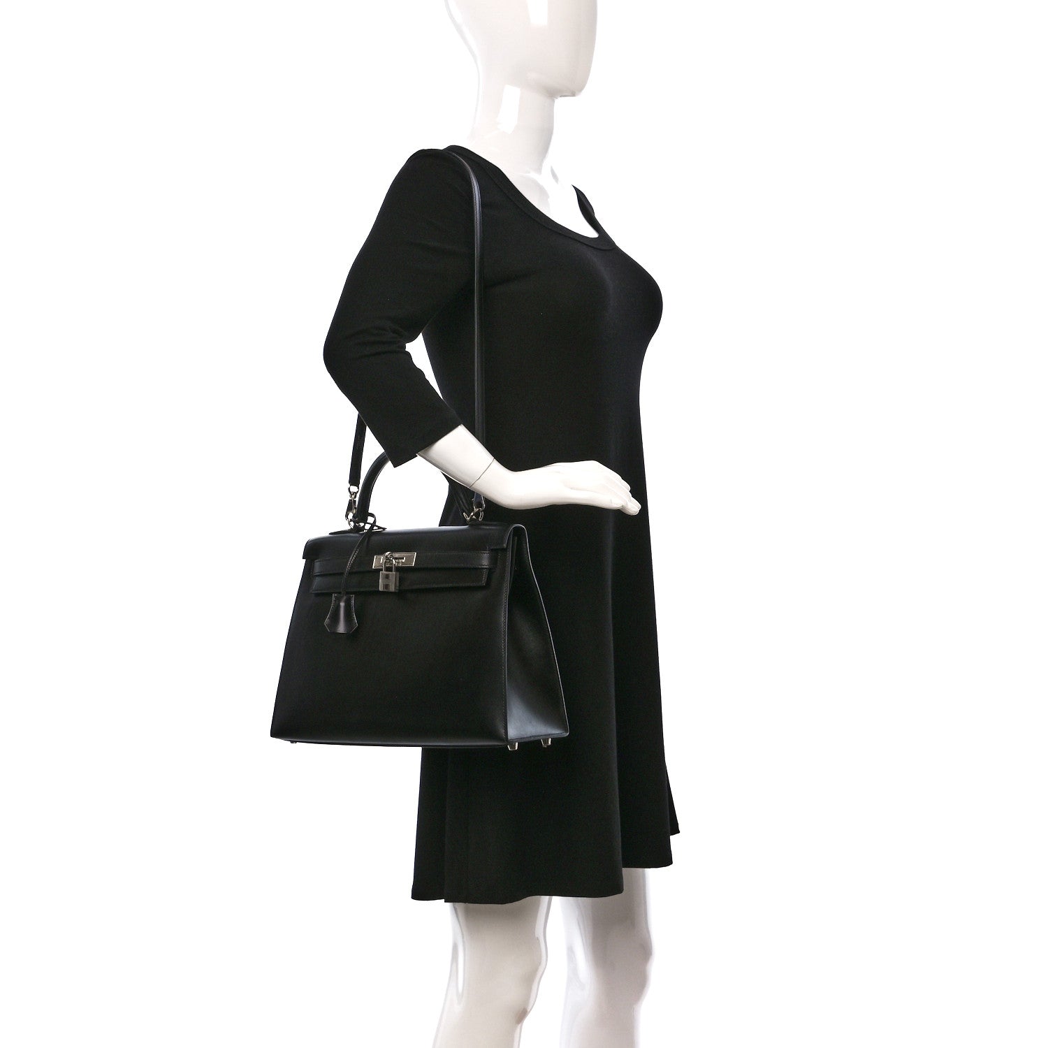 Hermes Chamonix Kelly Sellier Guilloche 32 Black 2 of 10
