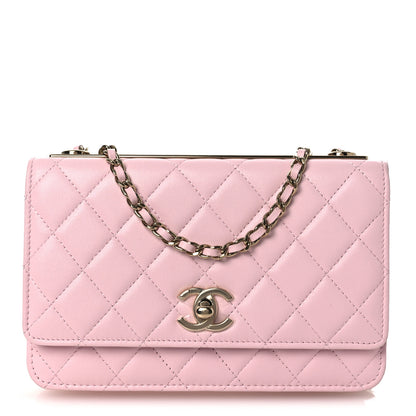 Chanel Lambskin Quilted Trendy Chain CC Wallet On Chain WOC Light Pink 1 of 14