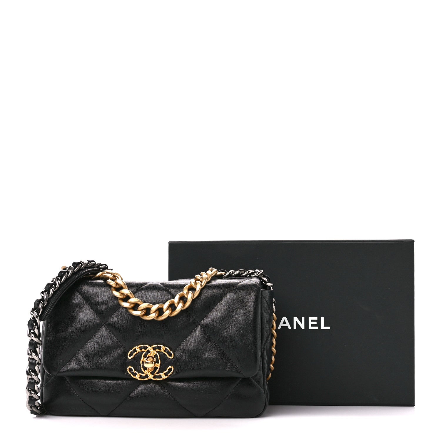 Chanel Goatskin Quilted Medium Chanel 19 Flap Black 11 of 11