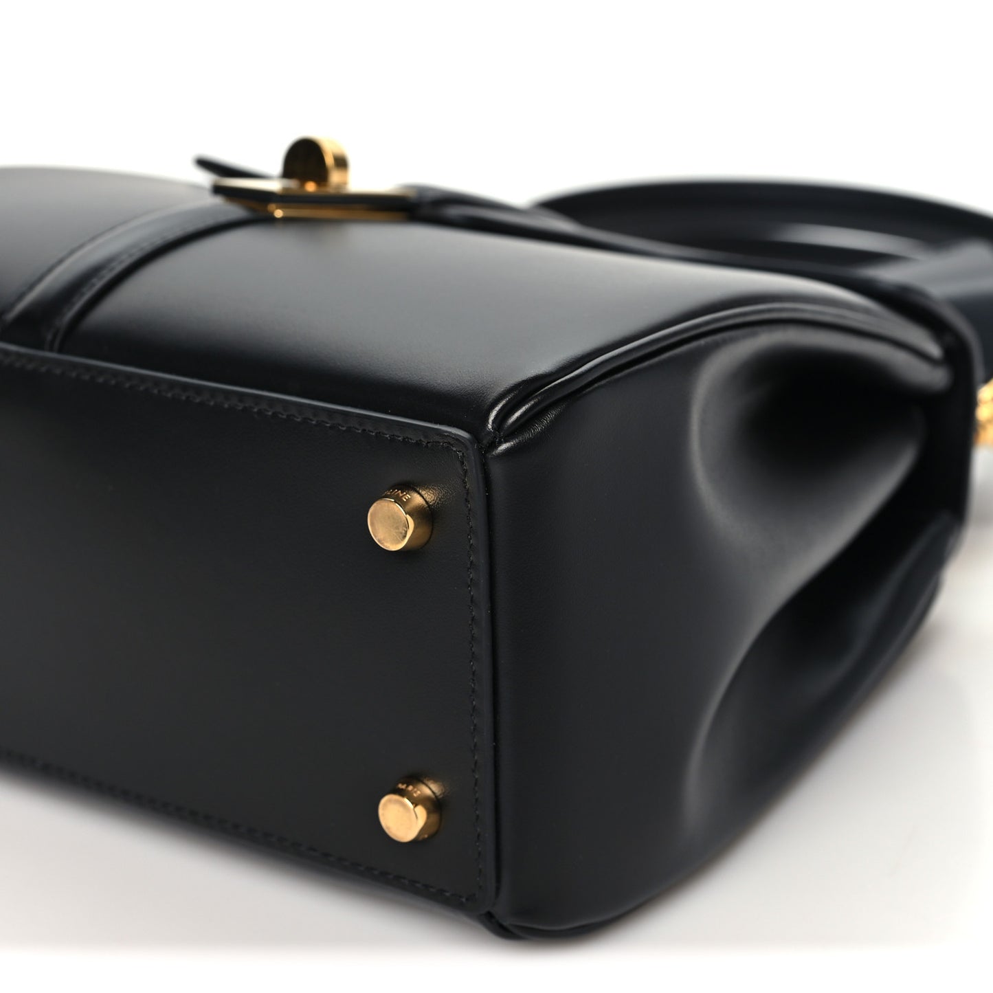 Satinated Calfskin Small 16 Top Handle Bag Black