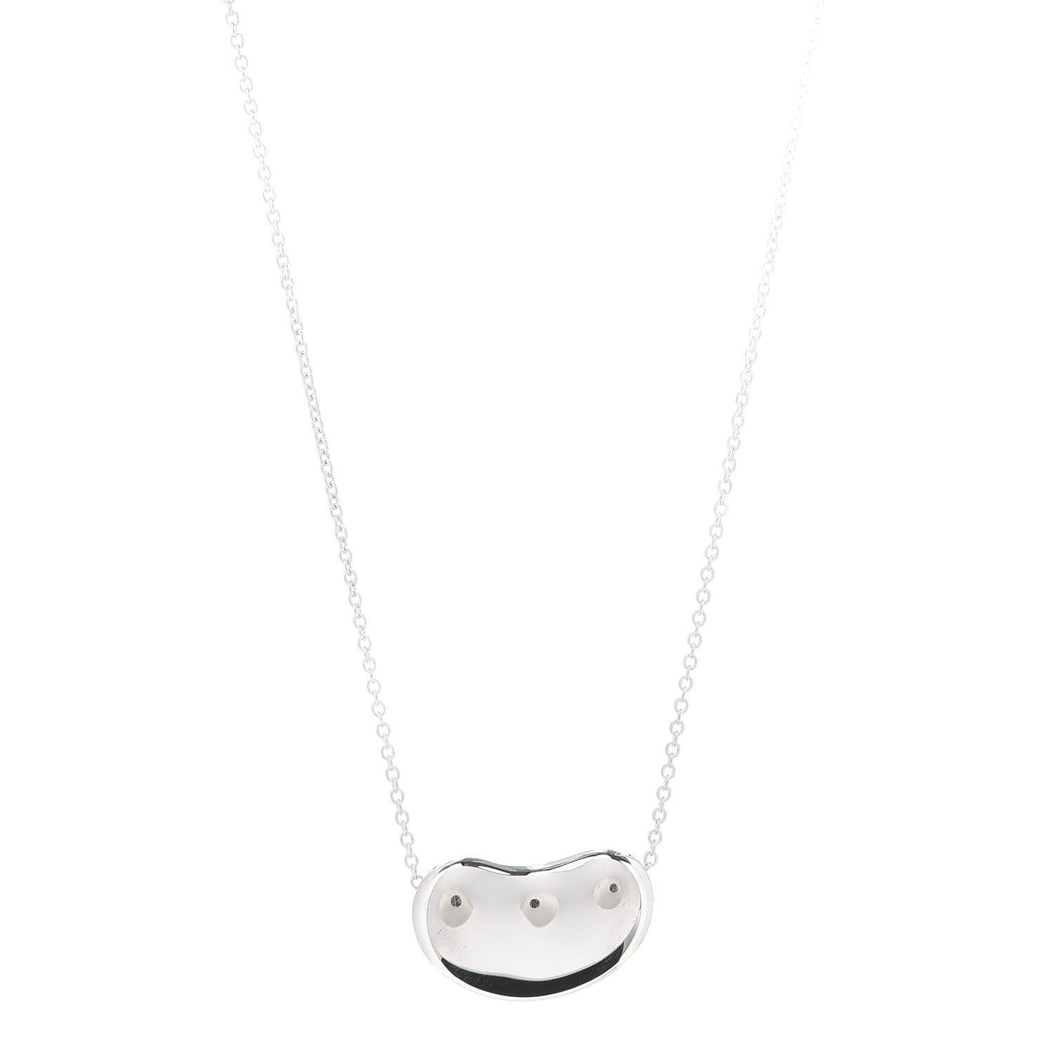 Tiffany Sterling Silver 18mm Elsa Peretti Bean Pendant Necklace 1 of 5