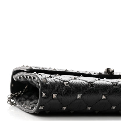 Valentino Garavani Craquele Nappa Rockstud Spike Wallet on Chain Black 8 of 10