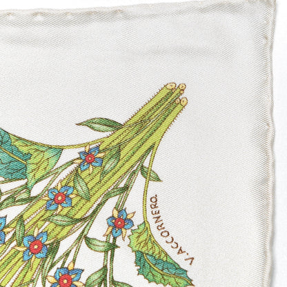 Gucci Silk Twill Nuovoflora Square Handkerchief Ivory Blue 7 of 9