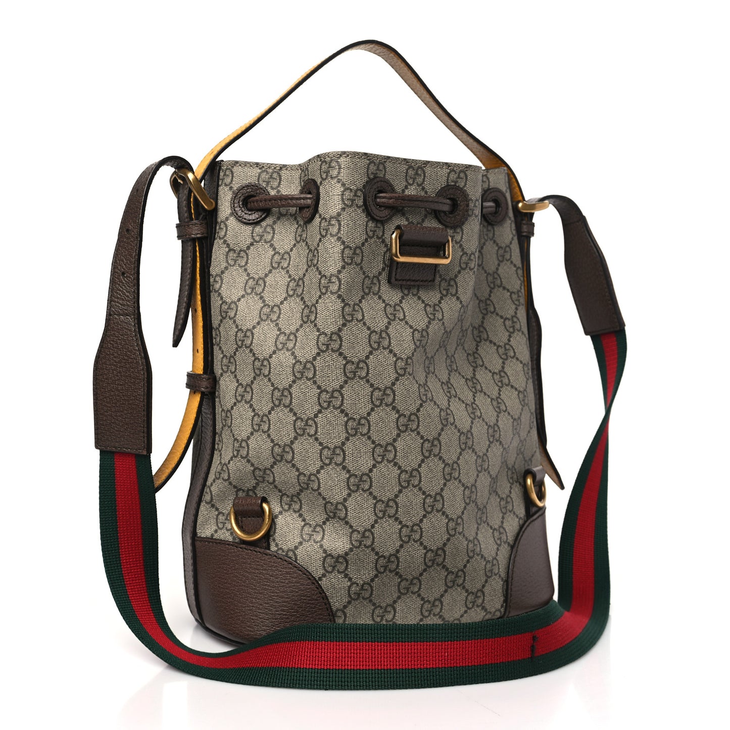 GG Supreme Monogram Neo Vintage Drawstring Bucket Backpack Beige New Acero Crop