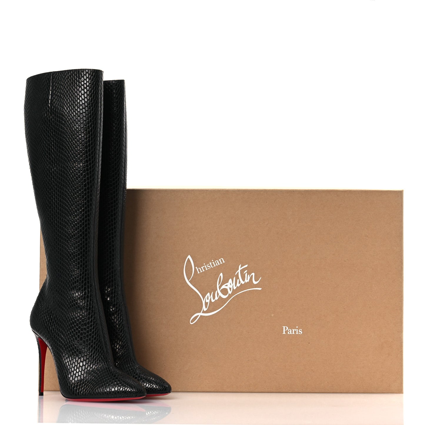 Calfskin Jurassic Embossed Eloisa Botta 100 Knee Boots 38 Black