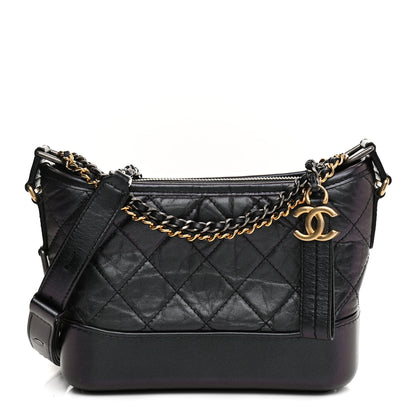 Chanel Iridescent Aged Calfskin Quilted Small Gabrielle Hobo Black 2 of 21
