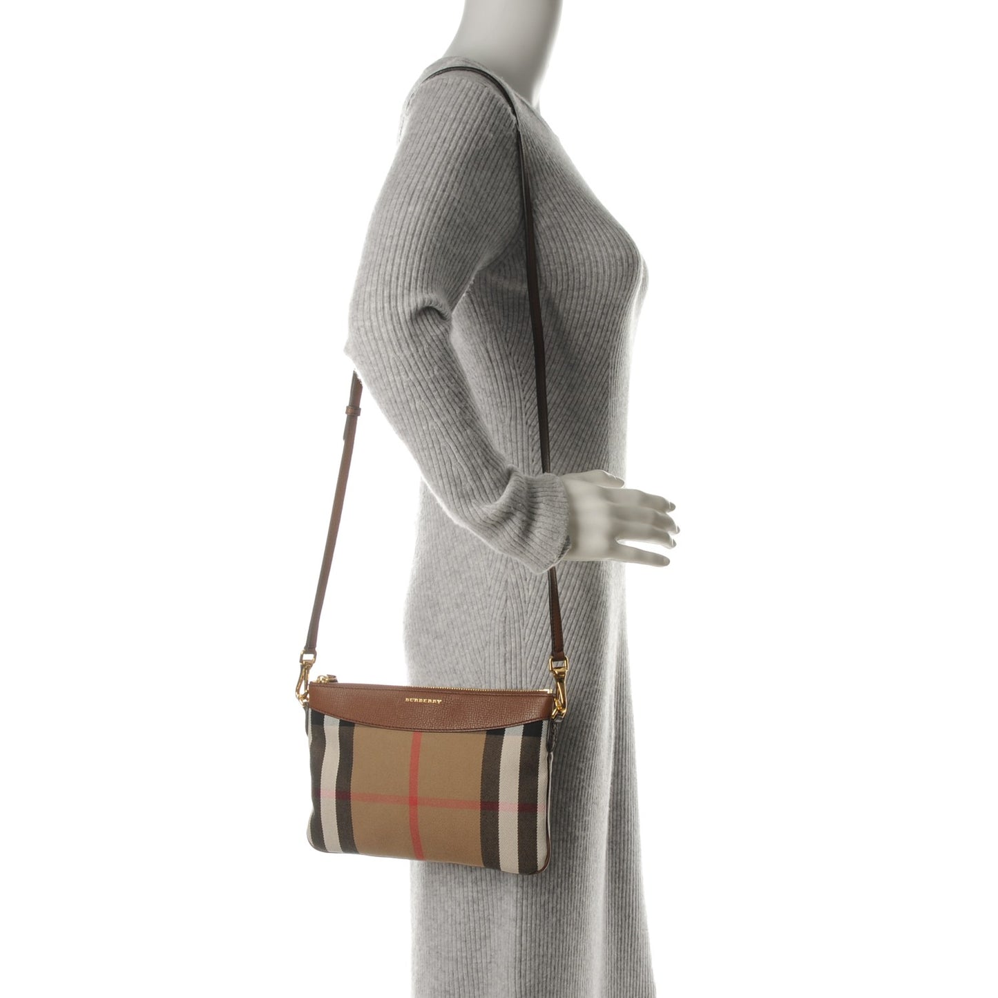 House Check Derby Peyton Crossbody Clutch Bag Tan